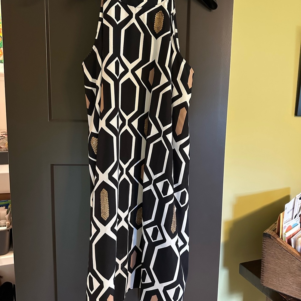 Tori Richard Black and Cream Patterned Dress